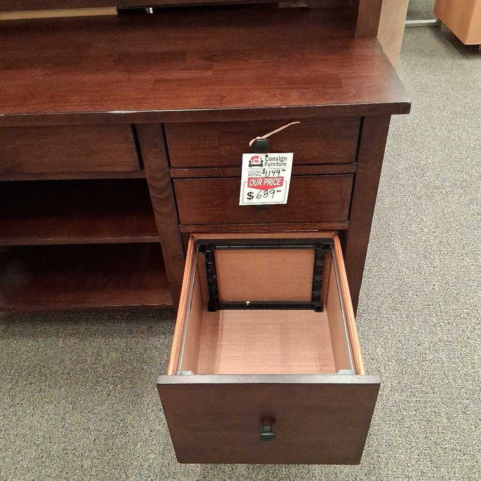 Dark Brown 4 Pc L Desk w/ Hutch
