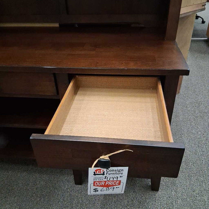 Dark Brown 4 Pc L Desk w/ Hutch
