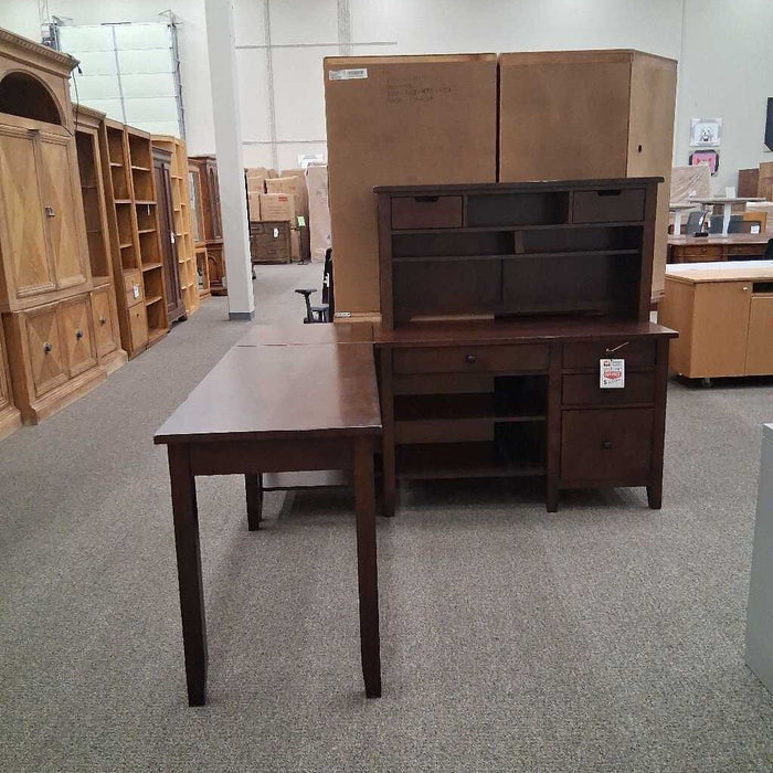 Dark Brown 4 Pc L Desk w/ Hutch