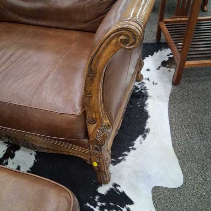Bernhardt Leather Arm Chair w/ Ottoman