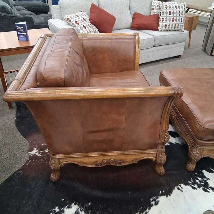 Bernhardt Leather Arm Chair w/ Ottoman