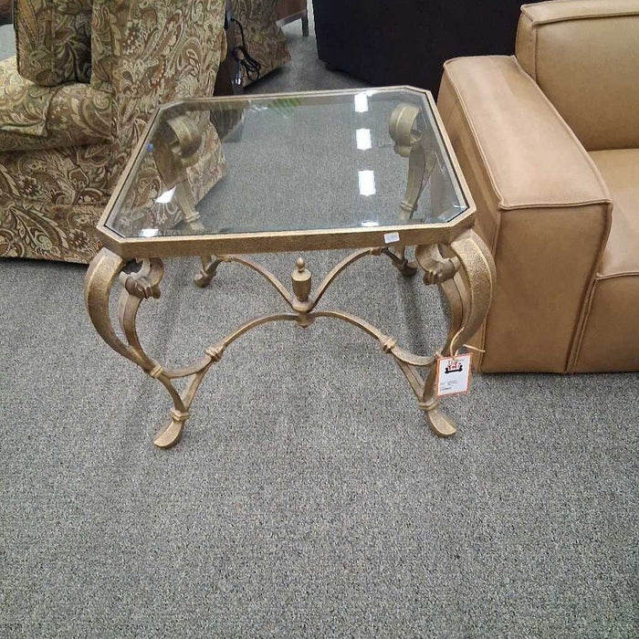 Metal Frame Glass Top End Table
