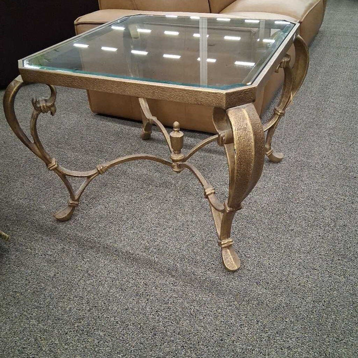 Metal Frame Glass Top End Table
