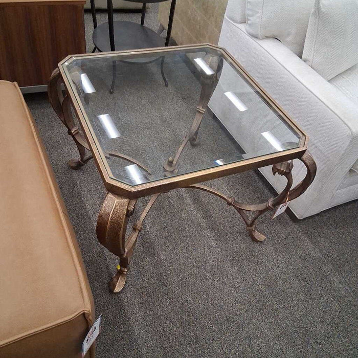 Metal Frame Glass Top End Table