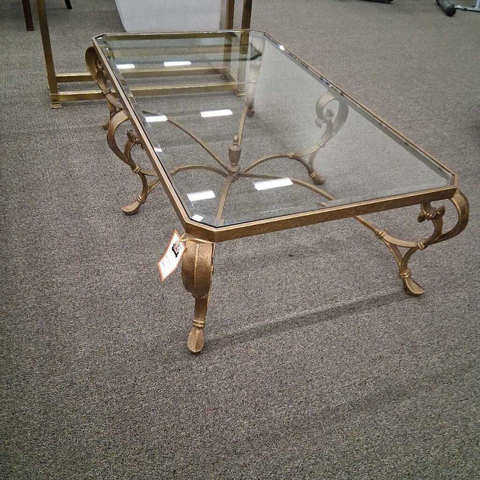 Large Glass Top Coffee Table w/ Metal Frame