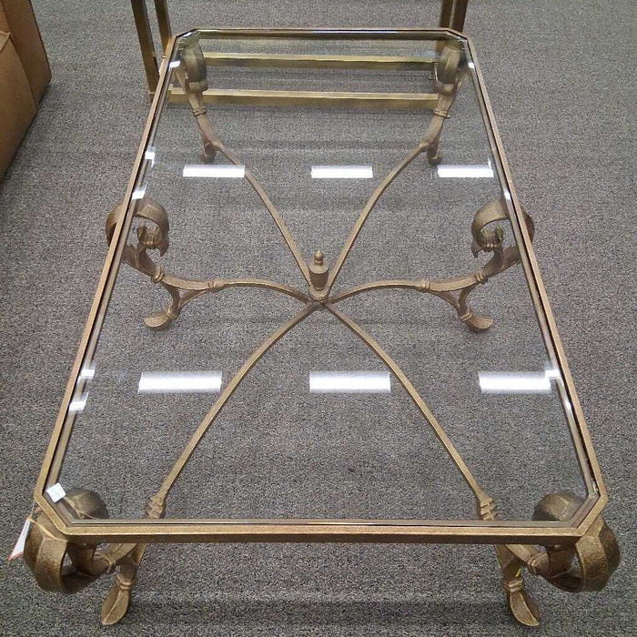 Large Glass Top Coffee Table w/ Metal Frame