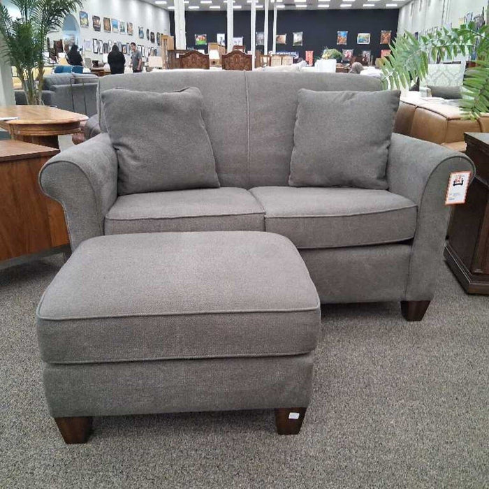 Flexsteel Gray Fabric Loveseat w/ Ottoman