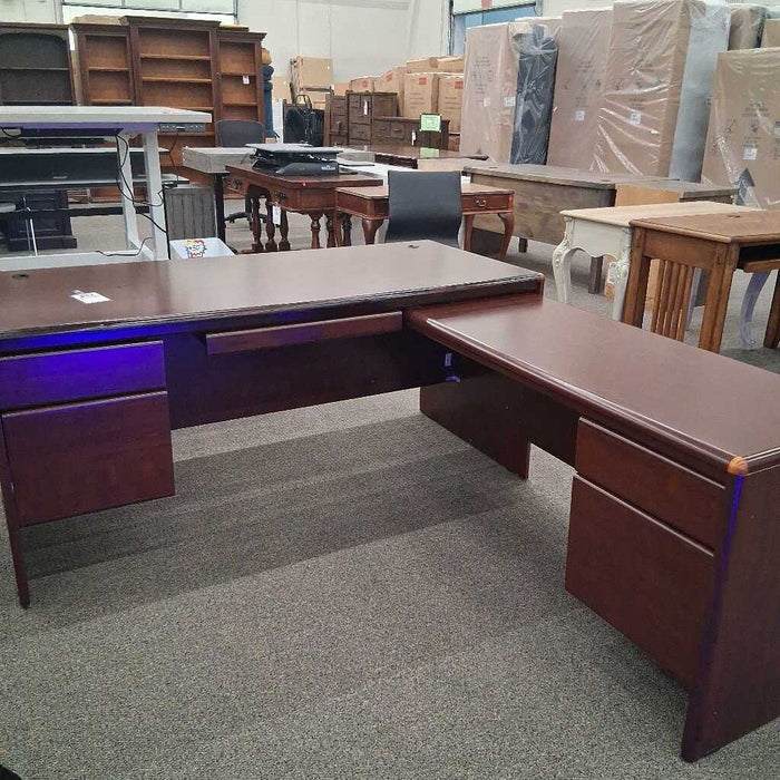 2 Pc Cherry L Shape Desk