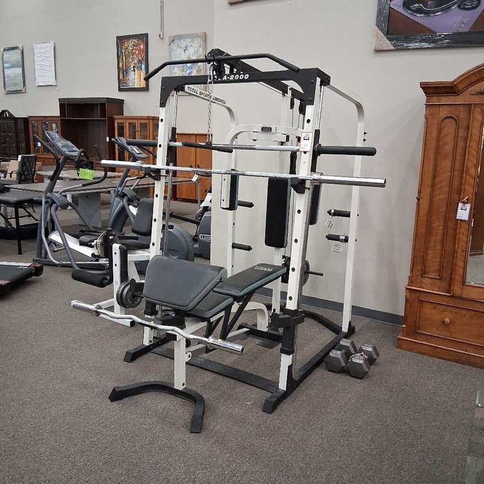 5 Pc Home Gym Rack, Leg, Pull & Weights