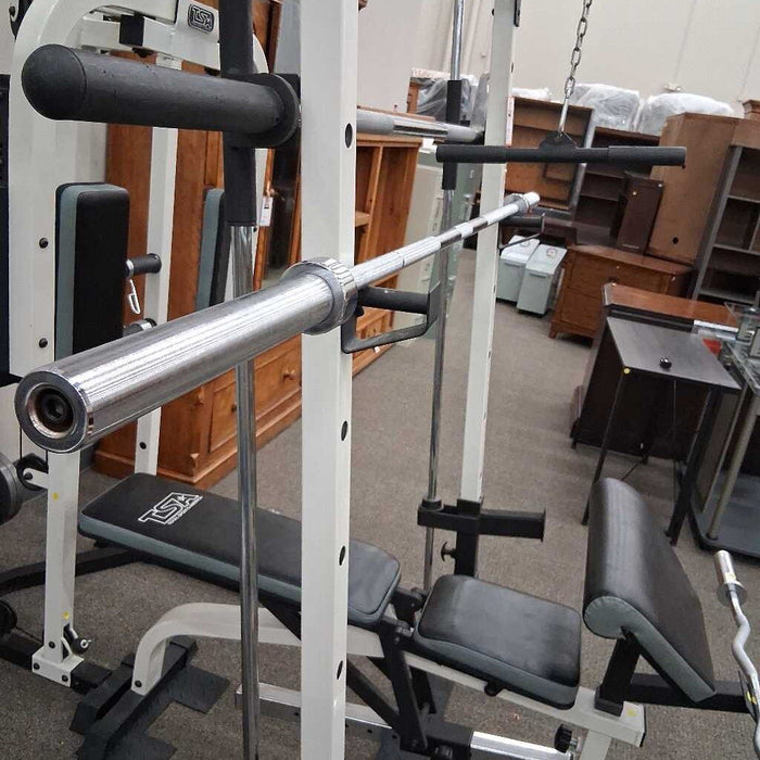 5 Pc Home Gym Rack, Leg, Pull & Weights