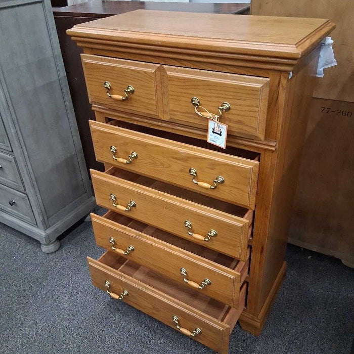 Oak Tallboy w/ Jewely Box & Mirror