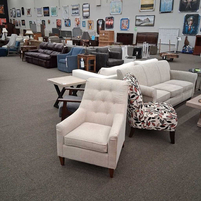 LaZboy White Fabric Accent Chair