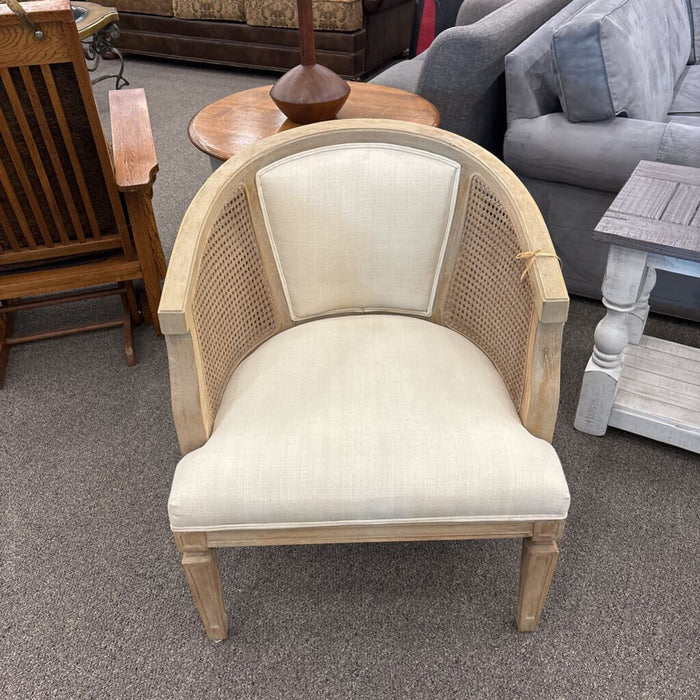 Cream Fabric Woven Arm Chair
