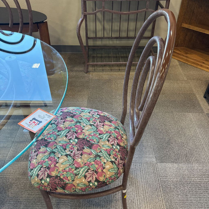 Glass Top Dining Table w/ 4 Purple Chairs