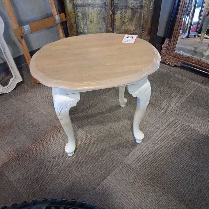 White Oval End Table