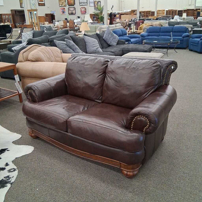 Dark Brown Faux Leather Loveseat