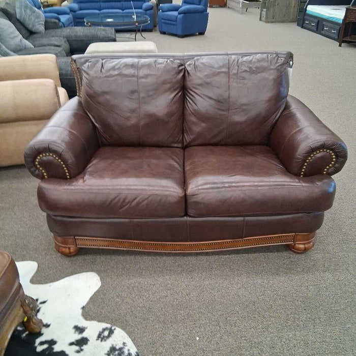 Dark Brown Faux Leather Loveseat