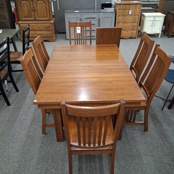 Mission Style Oak Dining Table 2L 6 Ch
