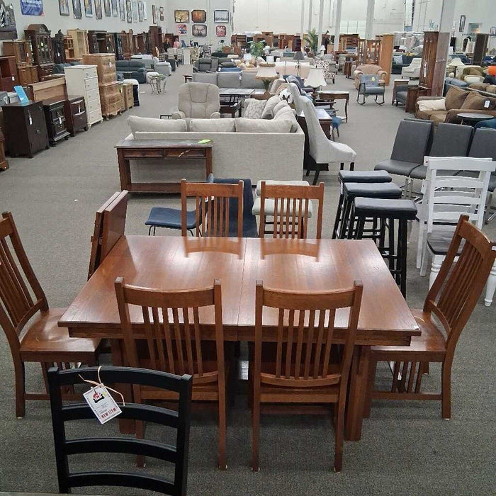 Mission Style Oak Dining Table 2L 6 Ch