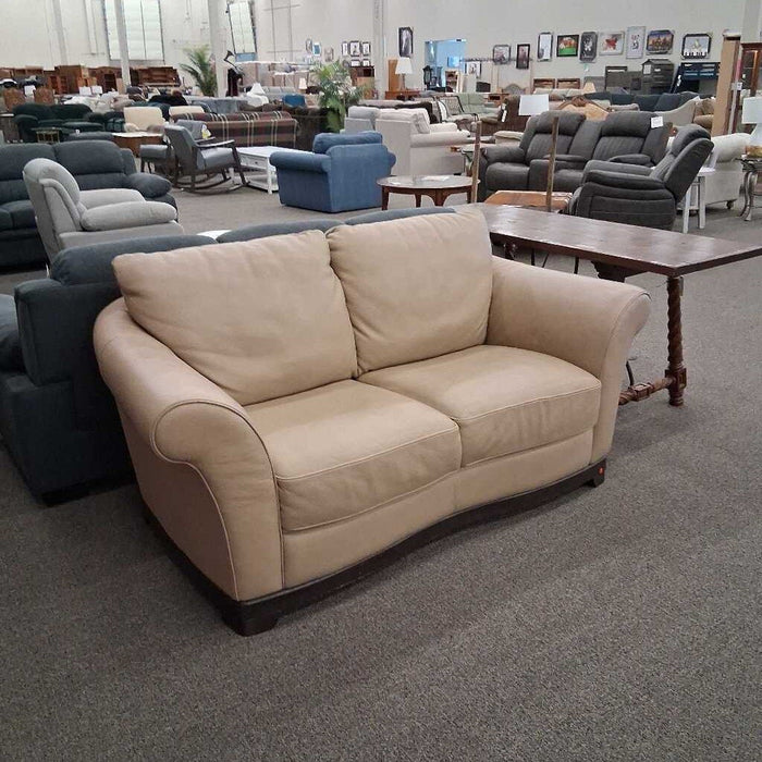 Natuzzi Cream Leather Sofa