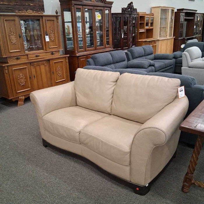Natuzzi Cream Leather Sofa