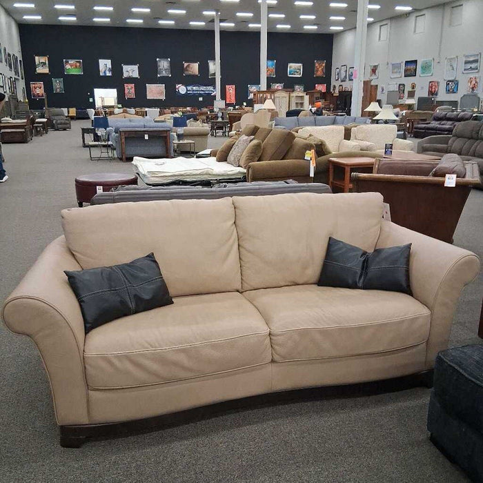 Natuzzi Cream Leather Loveseat