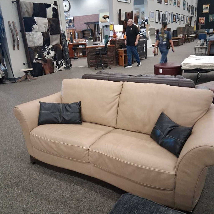Natuzzi Cream Leather Loveseat