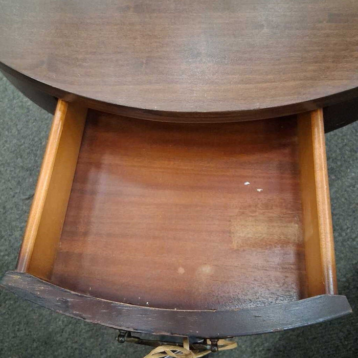 Vintage Dark Wood Drum Table w/ Dwr