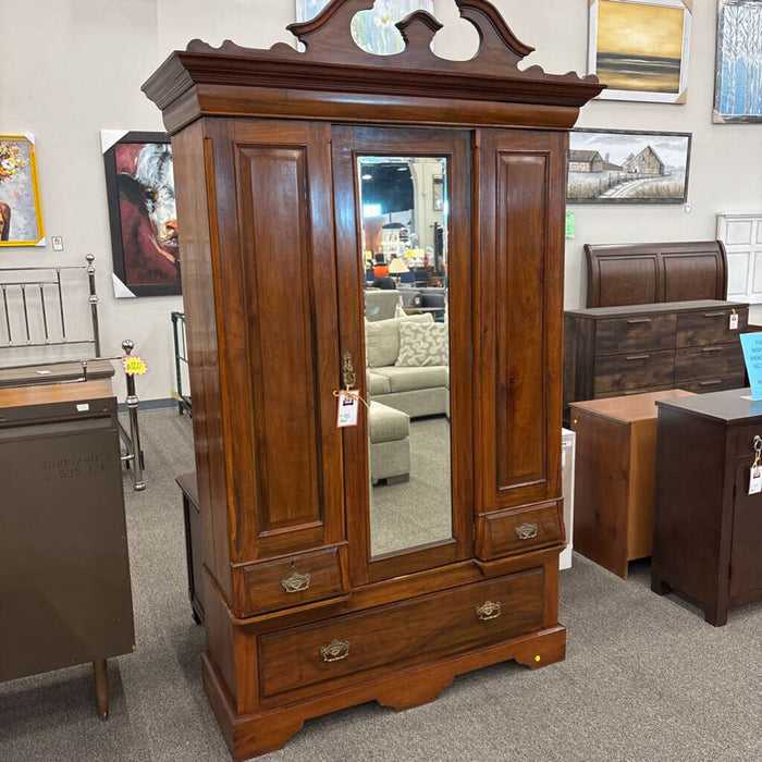 Vintage Cherry Wardrobe w/ Mirror (No Key)