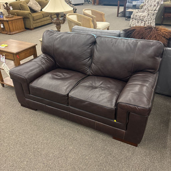 Brown Leather Loveseat