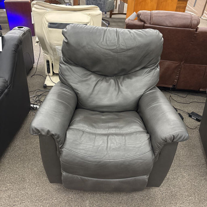 LaZboy Trouper Gray Leather Pwr Recliner
