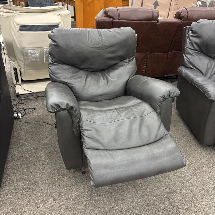 LaZboy Trouper Gray Leather Pwr Recliner