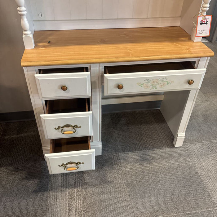 White & Brown Desk With Hutch