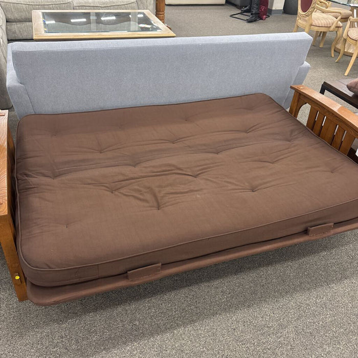 Wood Frame Futon Brown Fabric
