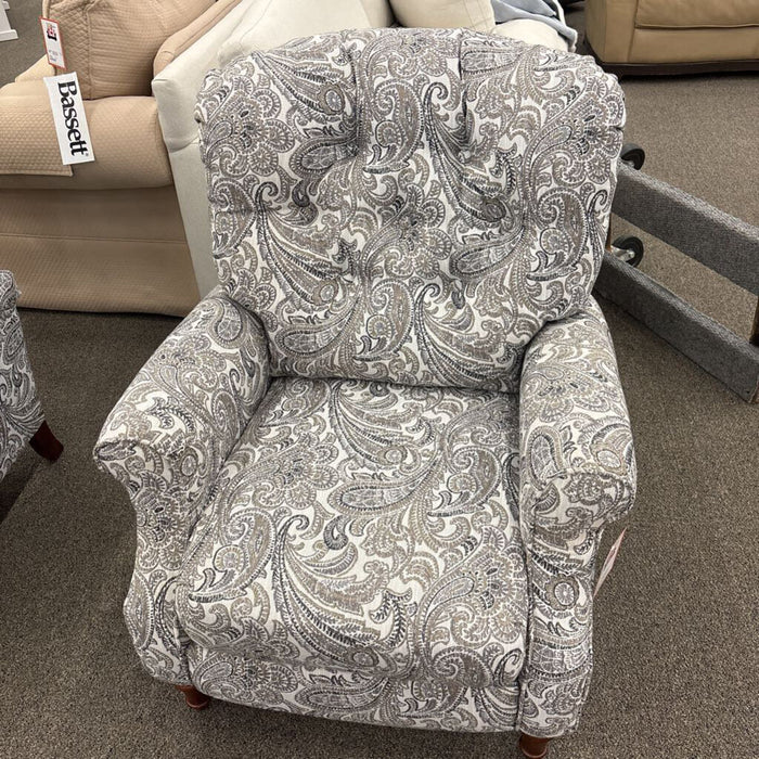 Gray Floral Pushback Recliner