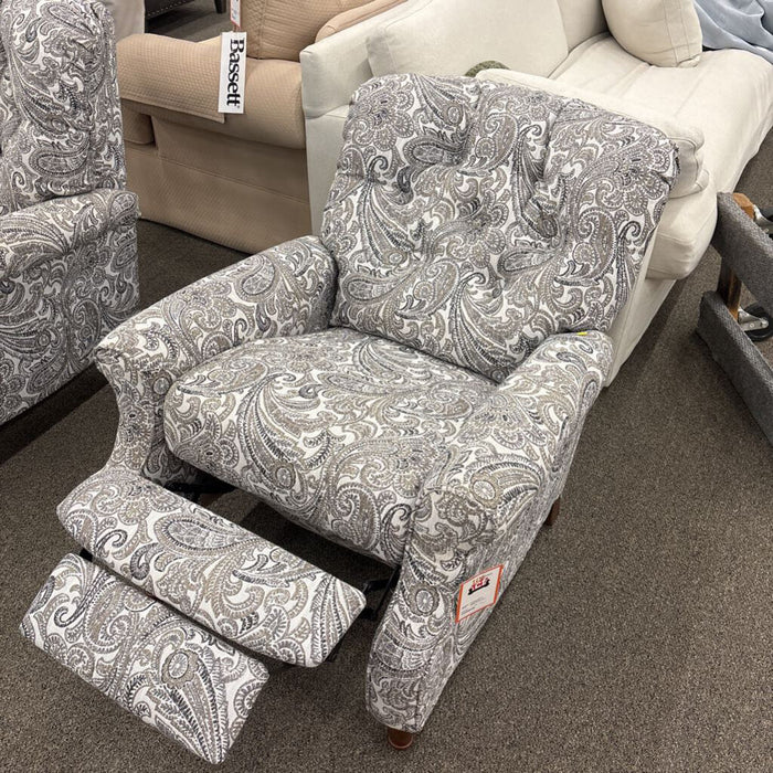 Gray Floral Pushback Recliner