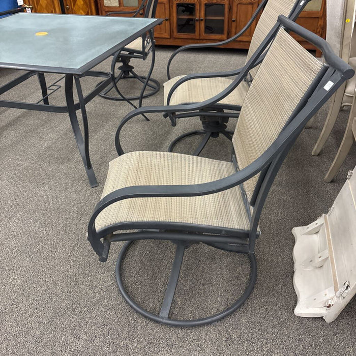 Glass Top Patio Table w/ 4 Chairs (Has Wear)