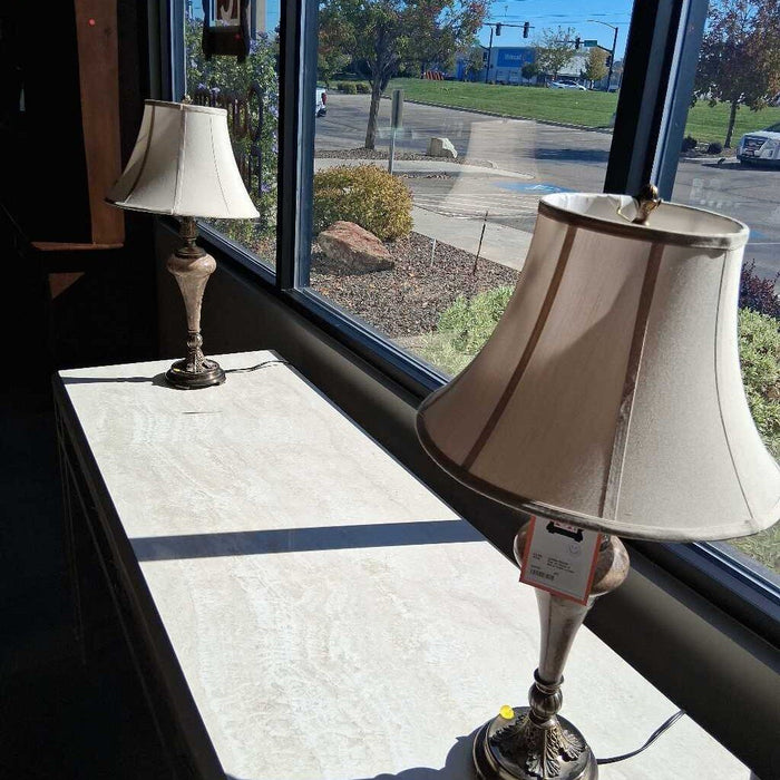 Pair of Stone & Metal Table Lamps