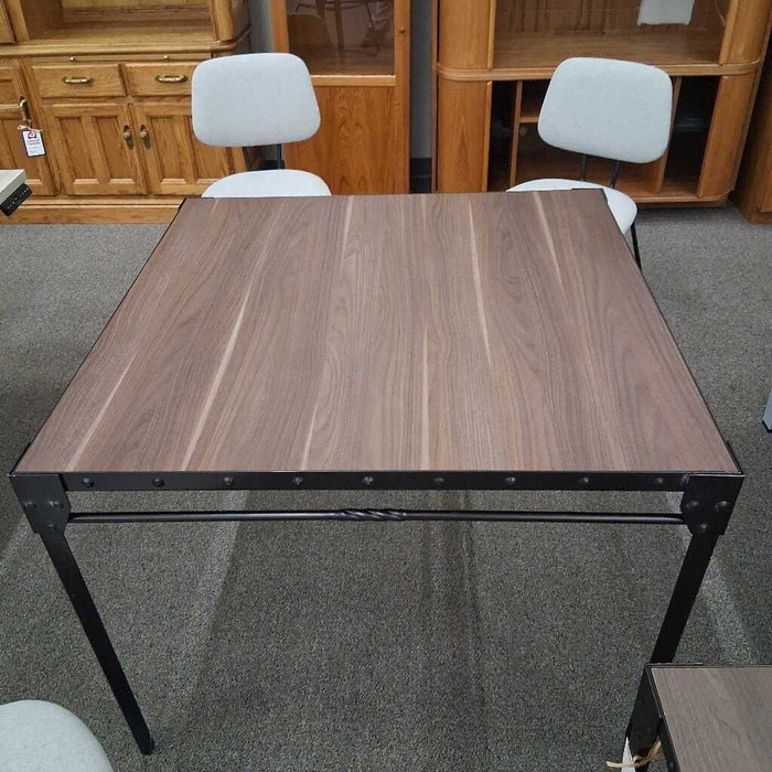 Industrial Dining Table w/ 4 Gray Chairs