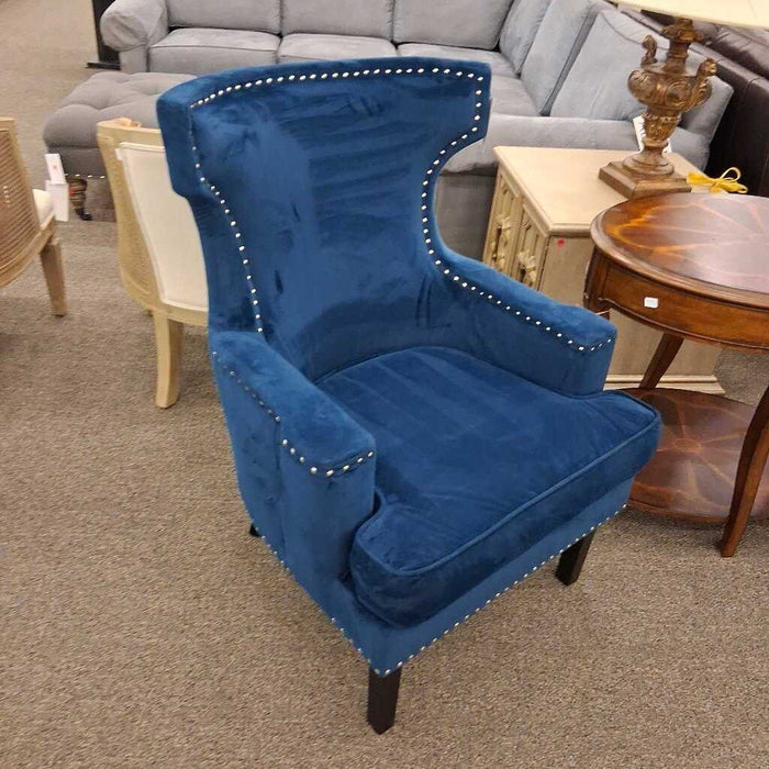Blue Wingback Accent Chair w/ Nailheads