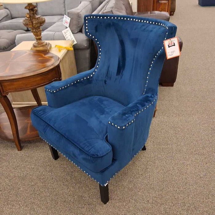 Blue Wingback Accent Chair w/ Nailheads