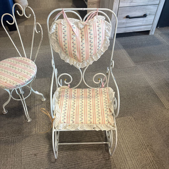Vintage Metal Frame Kids Rocking Chair