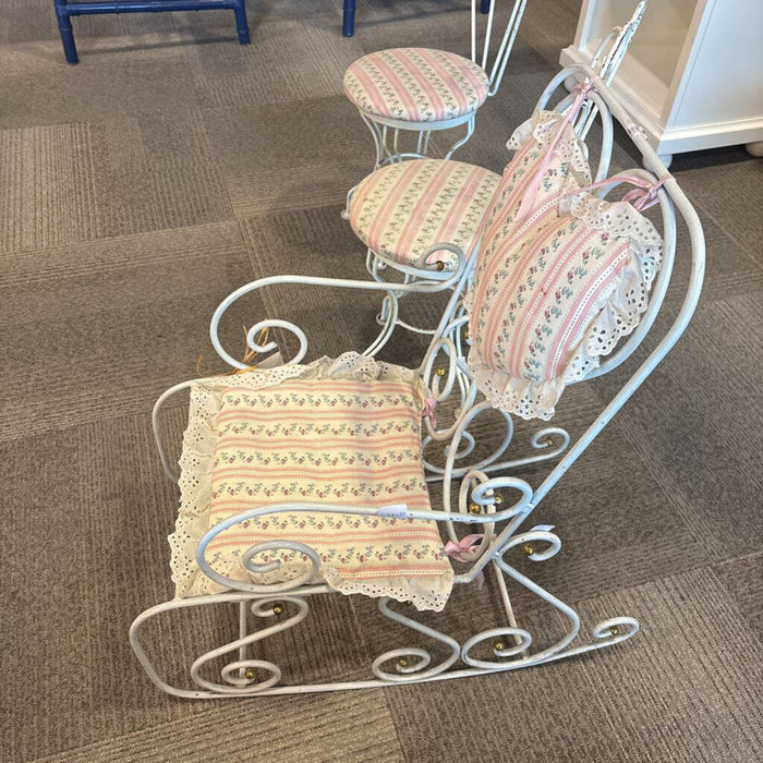 Vintage Metal Frame Kids Rocking Chair