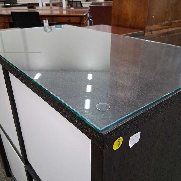 Modern Black & White Desk w/ Cabinet