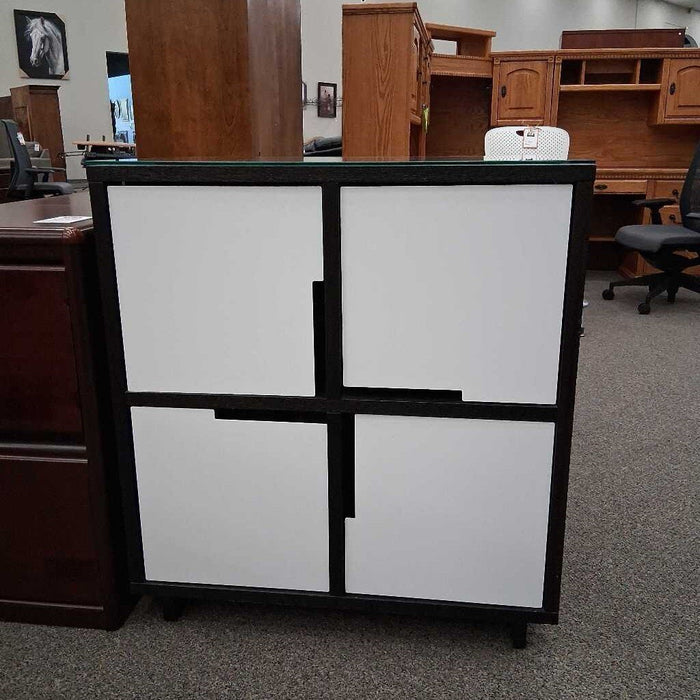 Modern Black & White Desk w/ Cabinet