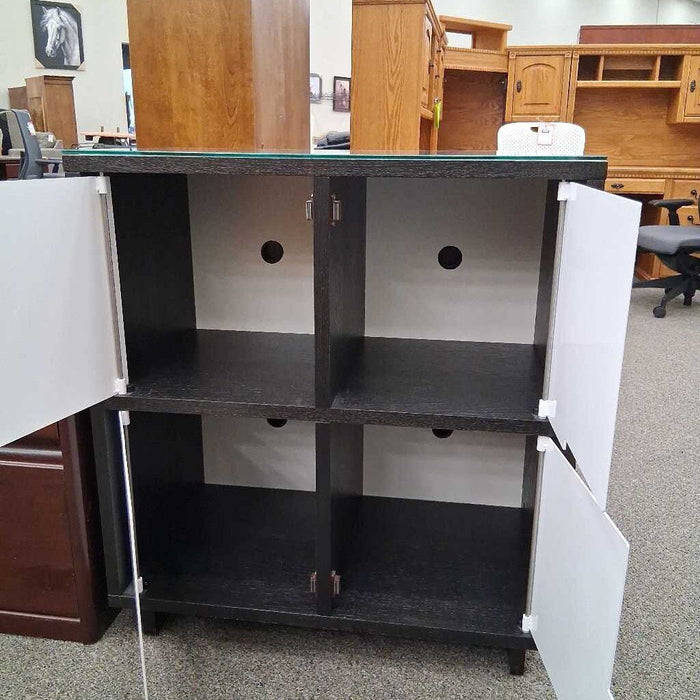 Modern Black & White Desk w/ Cabinet