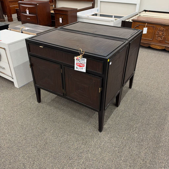 Pair of Mcguire Furniture Bamboo Nightstands