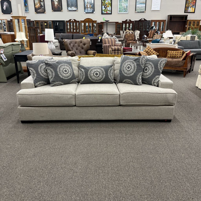 Beige Fabric Sofa w/ Accent Pillows