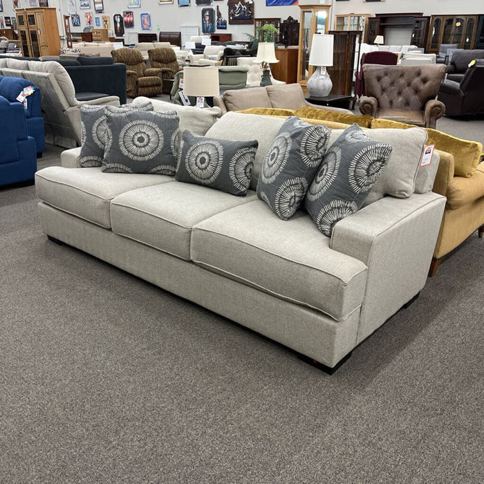 Beige Fabric Sofa w/ Accent Pillows