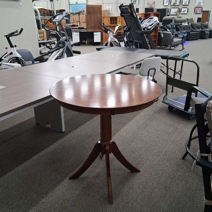 Round Dark Wood Pub Table